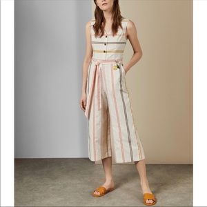 Ted Baker Ivory Peruue Striped Linen Jumpsuit